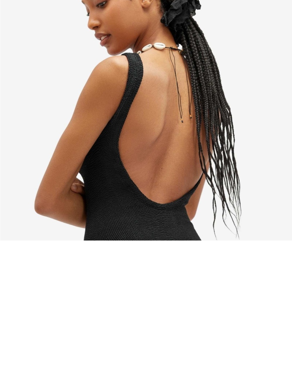 Hunza G Black Square Neck Crinkle One-Piece Swimsuit. Not Used - Picture 5 of 9